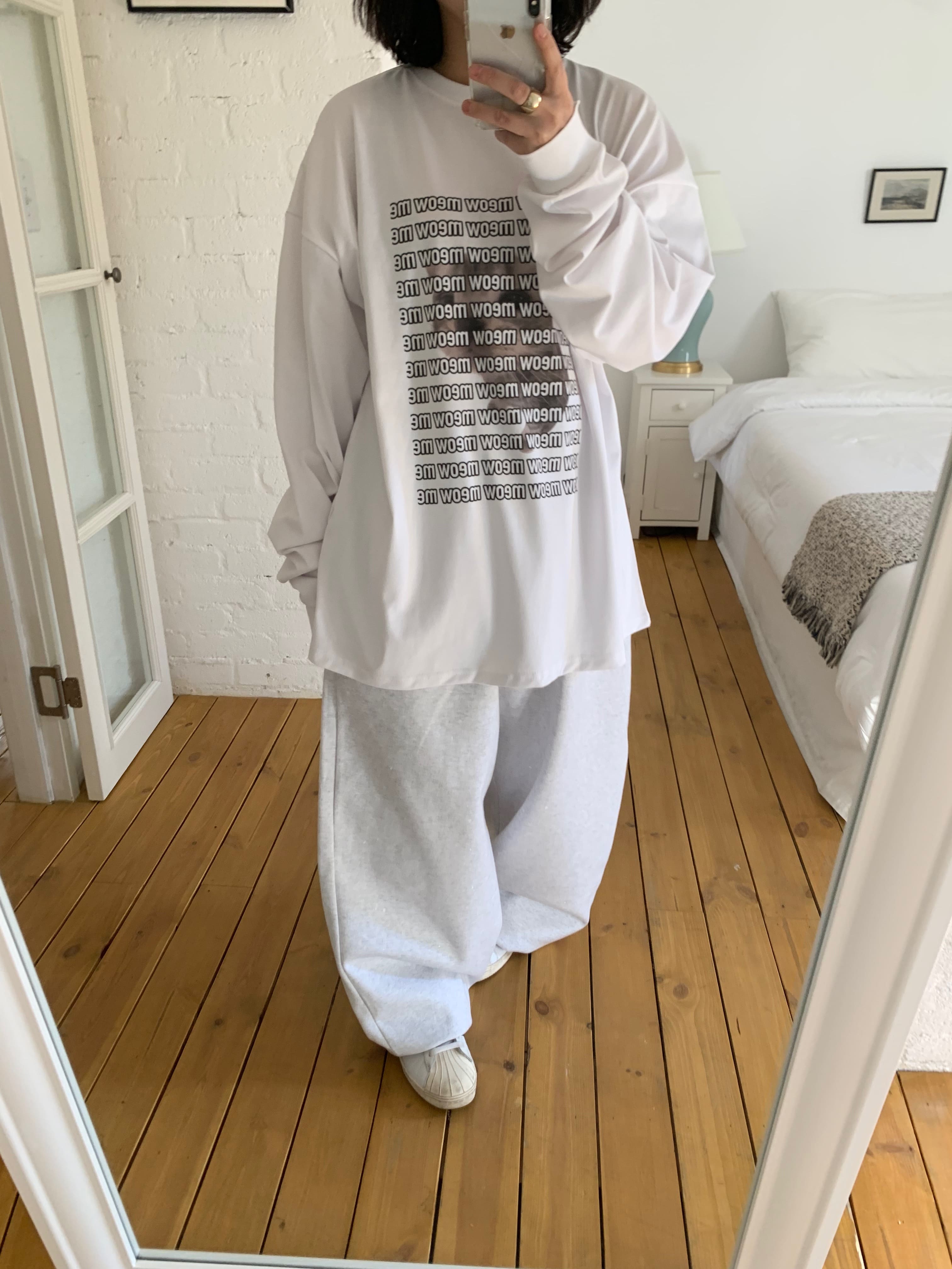 Meow 貓咪 滿版 寬鬆 長袖T / 3色