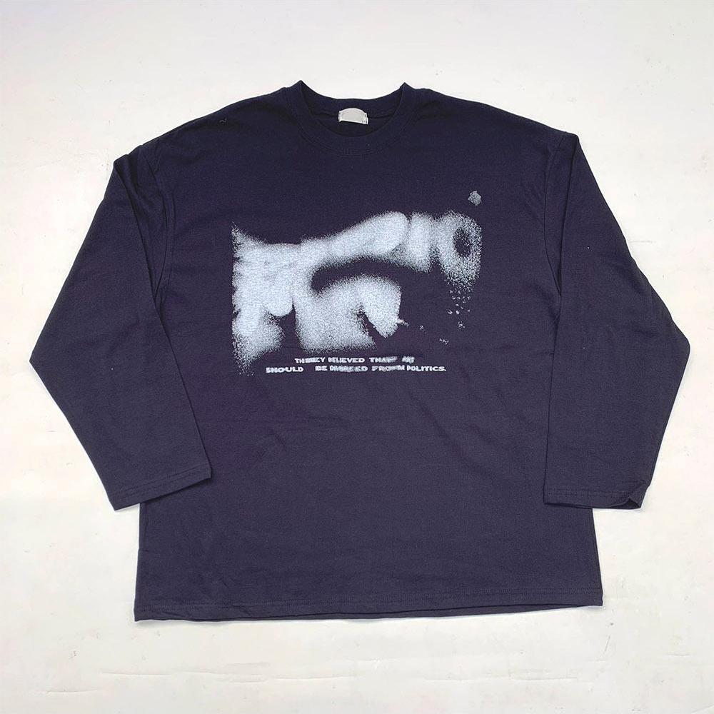 暈染 文字 印花 寬鬆 長袖T / 4色