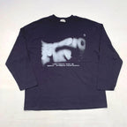 暈染 文字 印花 寬鬆 長袖T / 4色