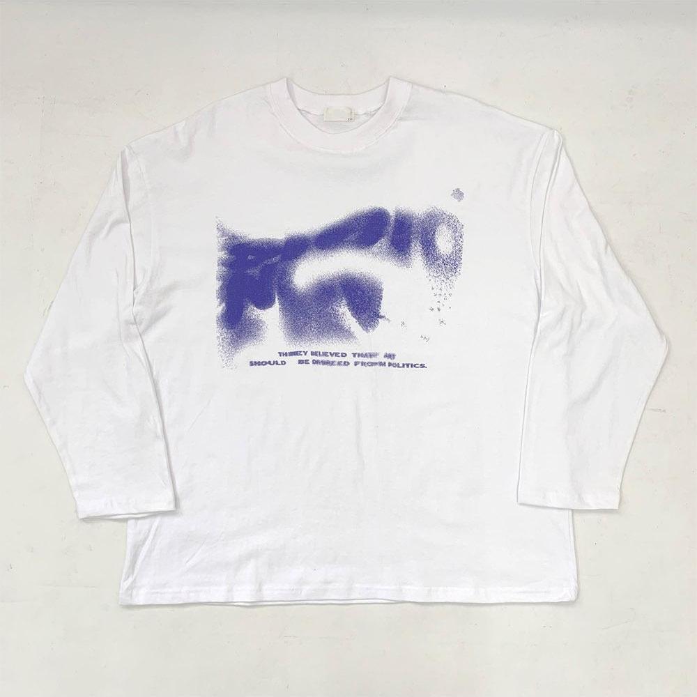 暈染 文字 印花 寬鬆 長袖T / 4色