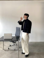 立體 褶皺 寬版 卡其褲 / 5色