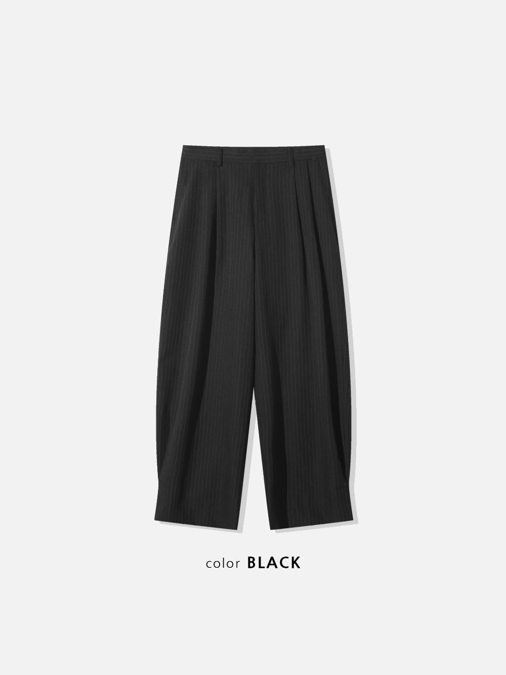 弧形 條紋 打褶 彎刀 西裝褲 / 2 色