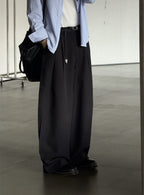 弧形 條紋 打褶 彎刀 西裝褲 / 2 色