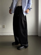 弧形 條紋 打褶 彎刀 西裝褲 / 2 色