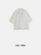 粗花呢 抽鬚 五分袖 短版 襯衫 / 2色