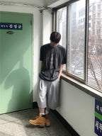 Crescent 月牙圖案 水洗 寬鬆 短袖 T恤 / 2色