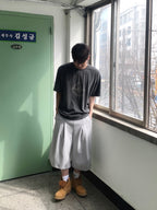 Crescent 月牙圖案 水洗 寬鬆 短袖 T恤 / 2色