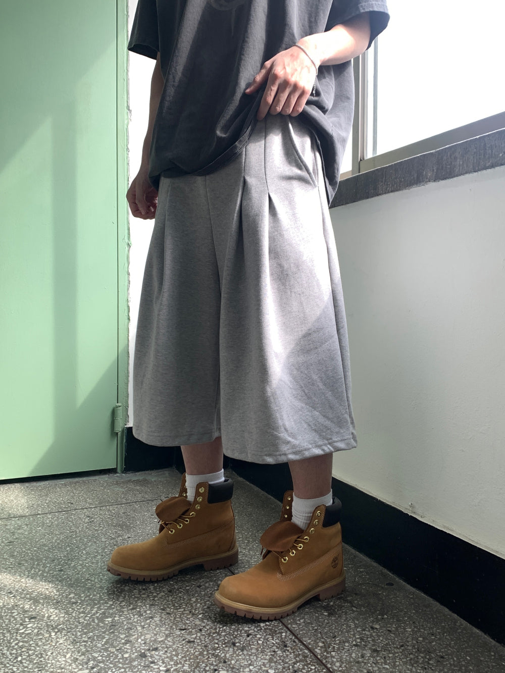 雙打摺 膝下 七分 百慕達 棉質 短褲 / 4色