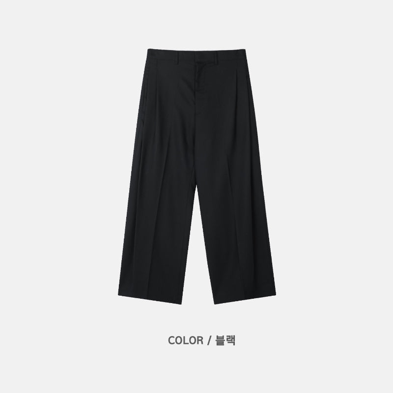 涼感 亞麻 輕正裝 寬鬆 直筒 西裝褲 / 2色