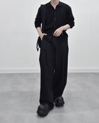 涼感 亞麻 輕正裝 寬鬆 直筒 西裝褲 / 2色