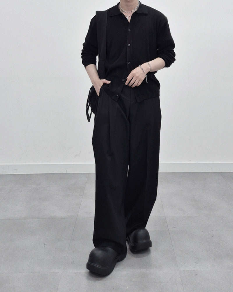 涼感 亞麻 輕正裝 寬鬆 直筒 西裝褲 / 2色