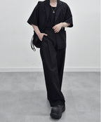 涼感 亞麻 輕正裝 寬鬆 直筒 西裝褲 / 2色