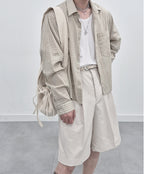 亞麻 短版 格紋 襯衫 / 3色