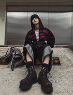 街頭 USA 美國印花 雙拉鍊 連帽 外套