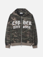 迷彩 哥德字體 雙拉鍊 連帽 外套 / 2色