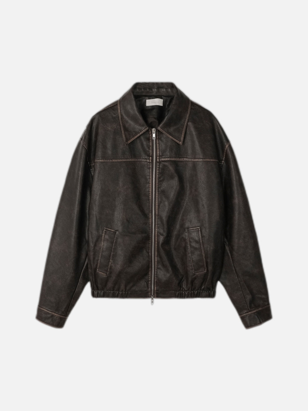 復古 仿舊 短版 皮革 雙拉鍊 皮外套 / 2色