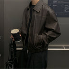 復古 仿舊 短版 皮革 雙拉鍊 皮外套 / 2色