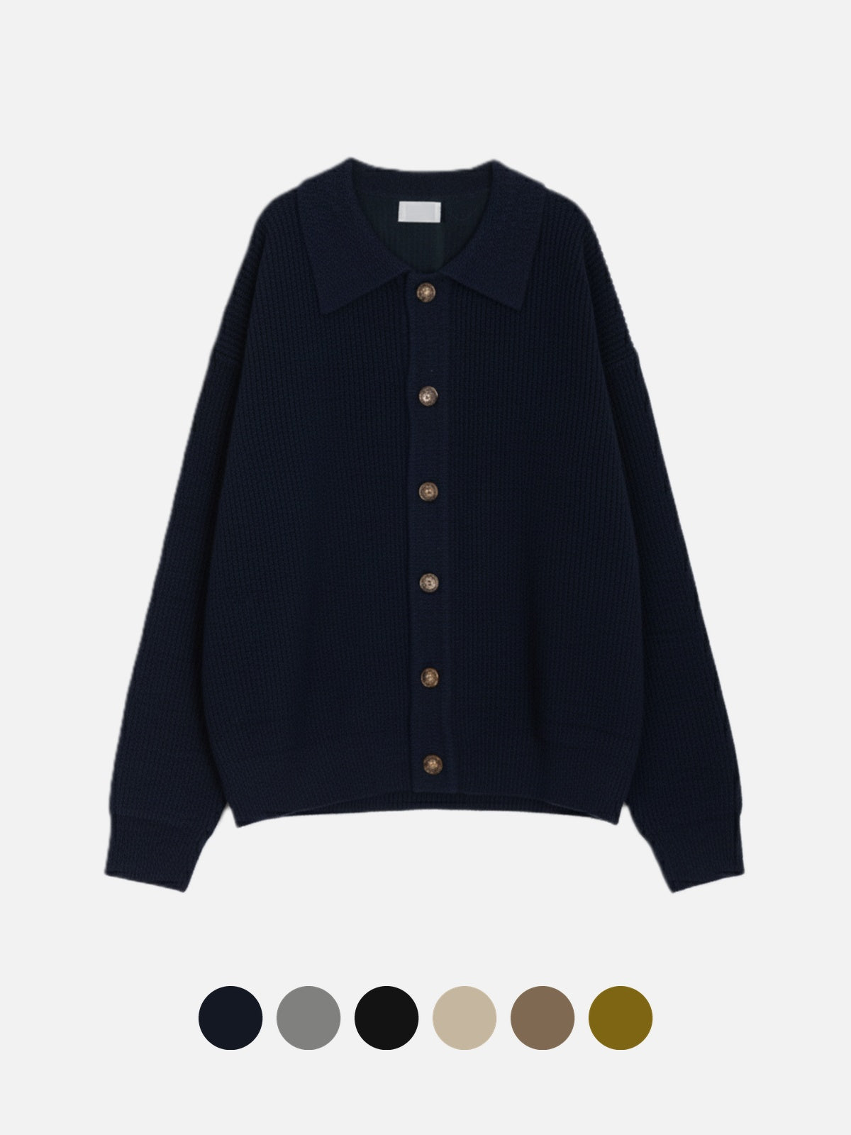 寬鬆 翻領 珍珠釦 針織 開襟衫 / 6色