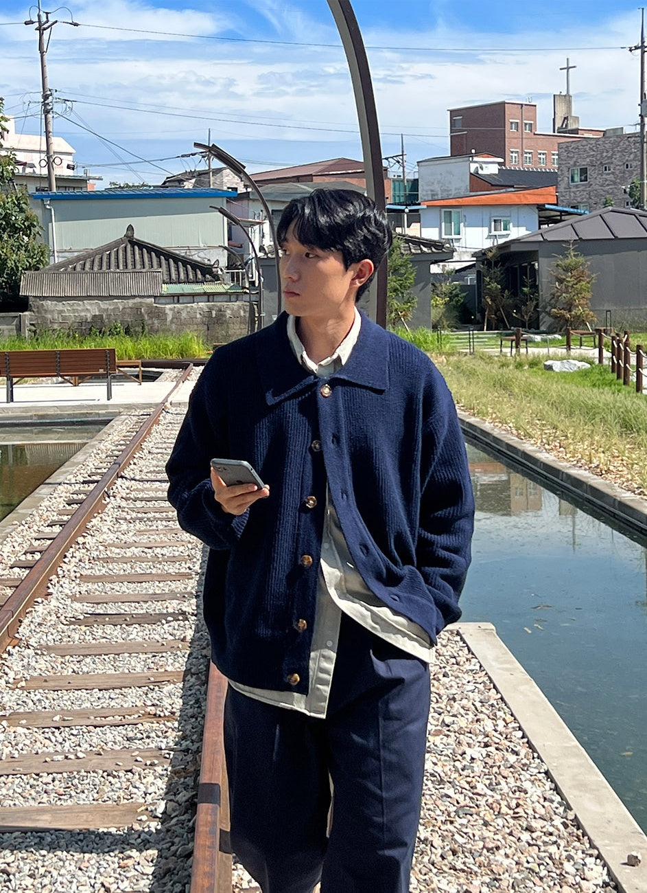 寬鬆 翻領 珍珠釦 針織 開襟衫 / 6色