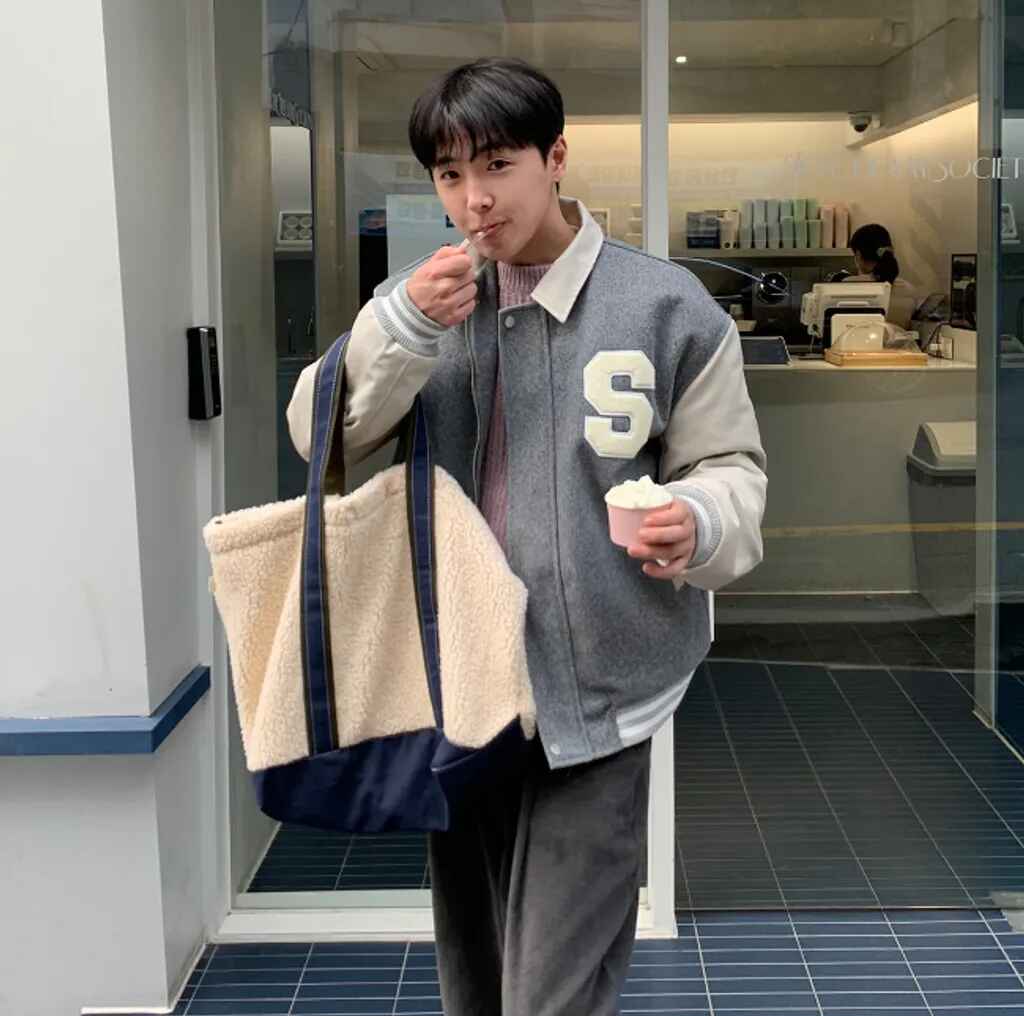 羊羔絨 拼接 帆布 寬底 肩背 托特包