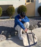 羊羔絨 拼接 帆布 寬底 肩背 托特包