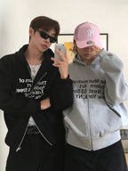 藝術 字母 印花 寬鬆 短版 連帽外套 / 2色