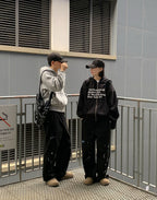 藝術 字母 印花 寬鬆 短版 連帽外套 / 2色