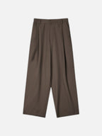 羊毛混紡 打褶 冬季 寬版 落地 西裝褲 / 2色