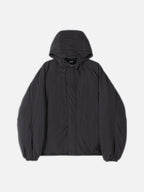 可調抽繩 雙拉鍊 極簡 寬鬆 連帽 羽絨外套 / 3色