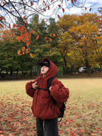 可調抽繩 雙拉鍊 極簡 寬鬆 連帽 羽絨外套 / 3色