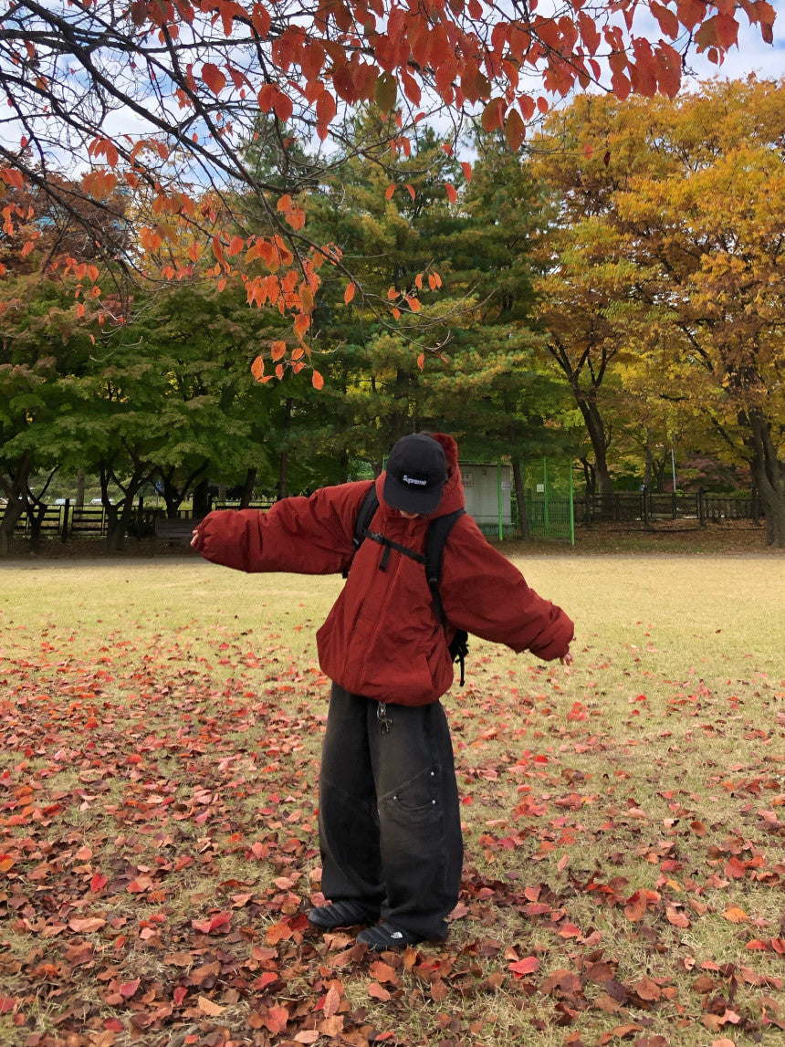 可調抽繩 雙拉鍊 極簡 寬鬆 連帽 羽絨外套 / 3色