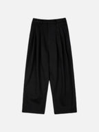 三褶 垂墜 羊毛混紡 寬版 落地 西裝褲 / 2色