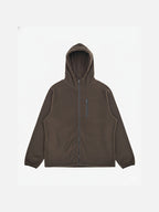 抓絨 抽繩 雙拉鍊 高領 連帽外套 / 3色