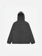 抓絨 抽繩 雙拉鍊 高領 連帽外套 / 3色