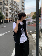 簡約 層次 棉質 無袖 拉鍊 連帽 背心 / 3色 - WHATEVER STUDIO