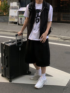 簡約 層次 棉質 無袖 拉鍊 連帽 背心 / 3色 - WHATEVER STUDIO