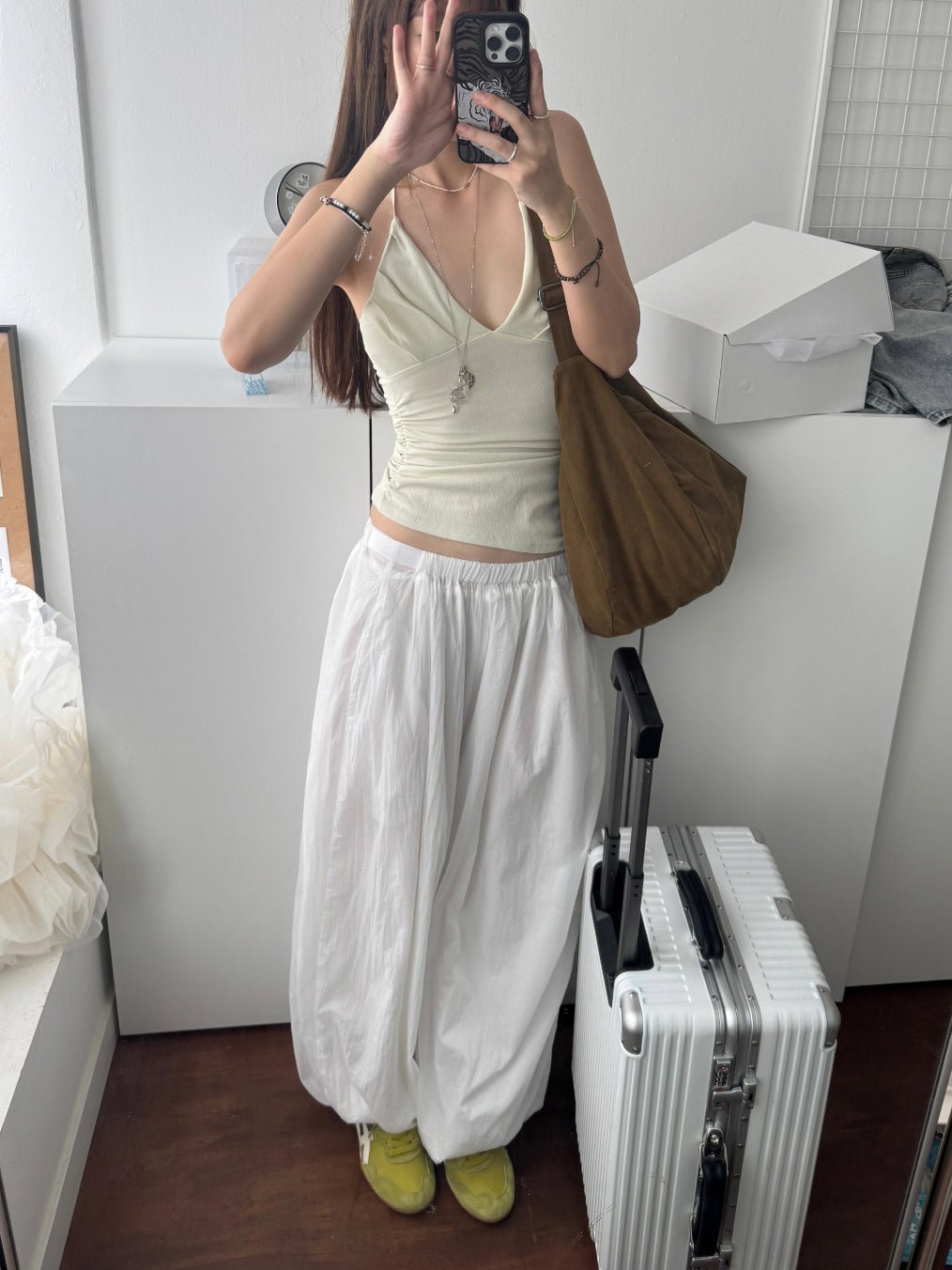 復古 慵懶 棉質 半月 斜背包 / 3色 - WHATEVER STUDIO