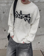 街頭 馬海毛 塗鴉 落肩 毛衣 / 3色 - WHATEVER STUDIO