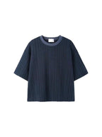 木紋 提花 寬短 短袖 上衣 / 3色 - WHATEVER STUDIO