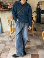 復古 水洗 寬鬆 顯高 直筒 牛仔褲 / 3色 - WHATEVER STUDIO