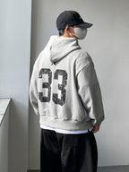 33 斑駁刺繡 鈕扣 開襟 連帽衫 / 3色 - WHATEVER STUDIO