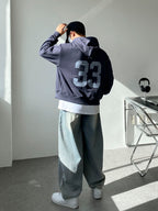 33 斑駁刺繡 鈕扣 開襟 連帽衫 / 3色 - WHATEVER STUDIO