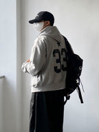 33 斑駁刺繡 鈕扣 開襟 連帽衫 / 3色 - WHATEVER STUDIO