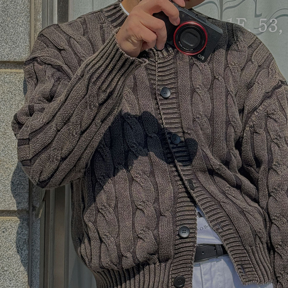 仿舊 提花 破壞 短版 針織外套 / 4色 - WHATEVER STUDIO