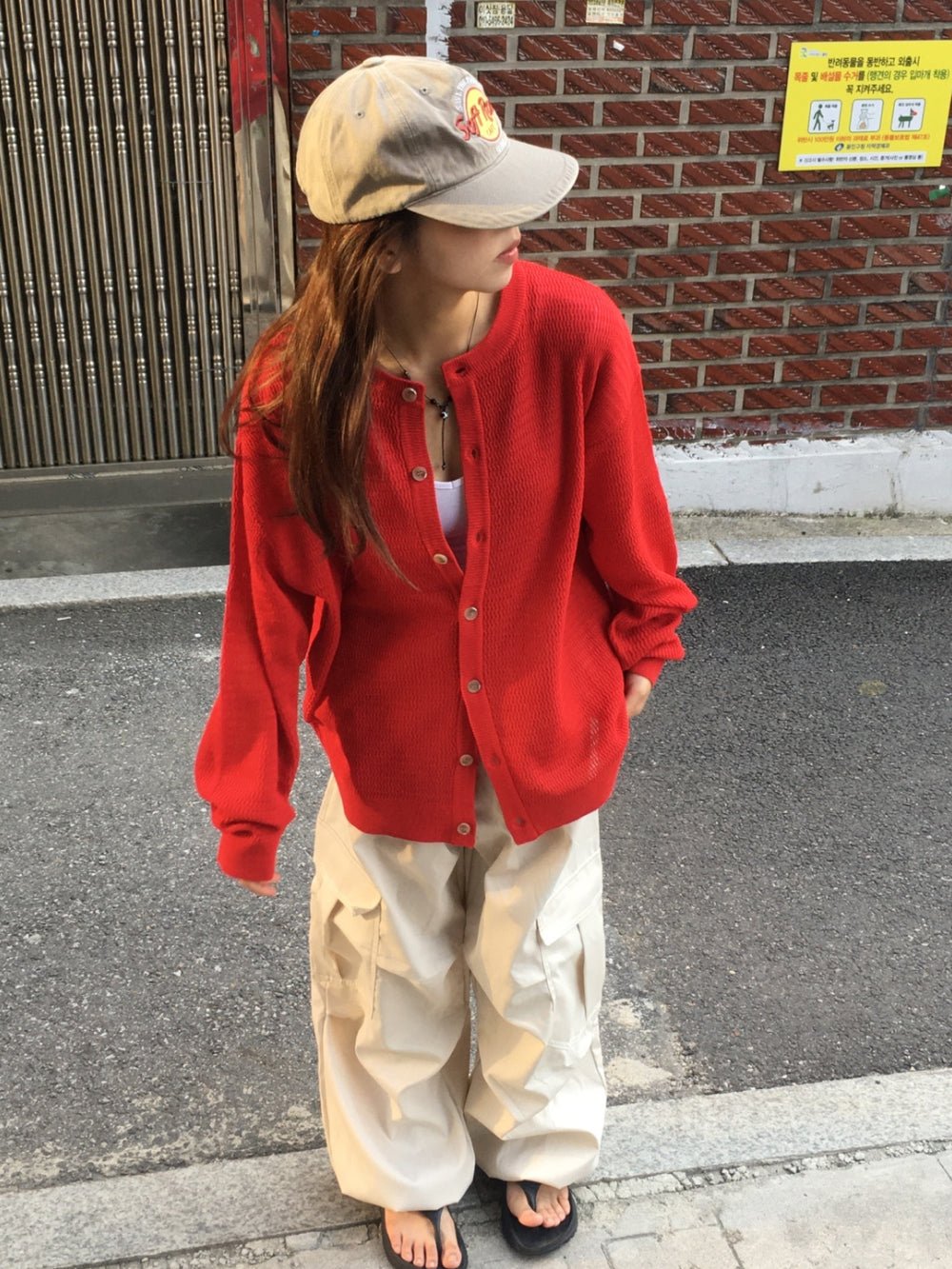 簡約 網眼 透氣 亨利領 開襟衫 / 4色 - WHATEVER STUDIO