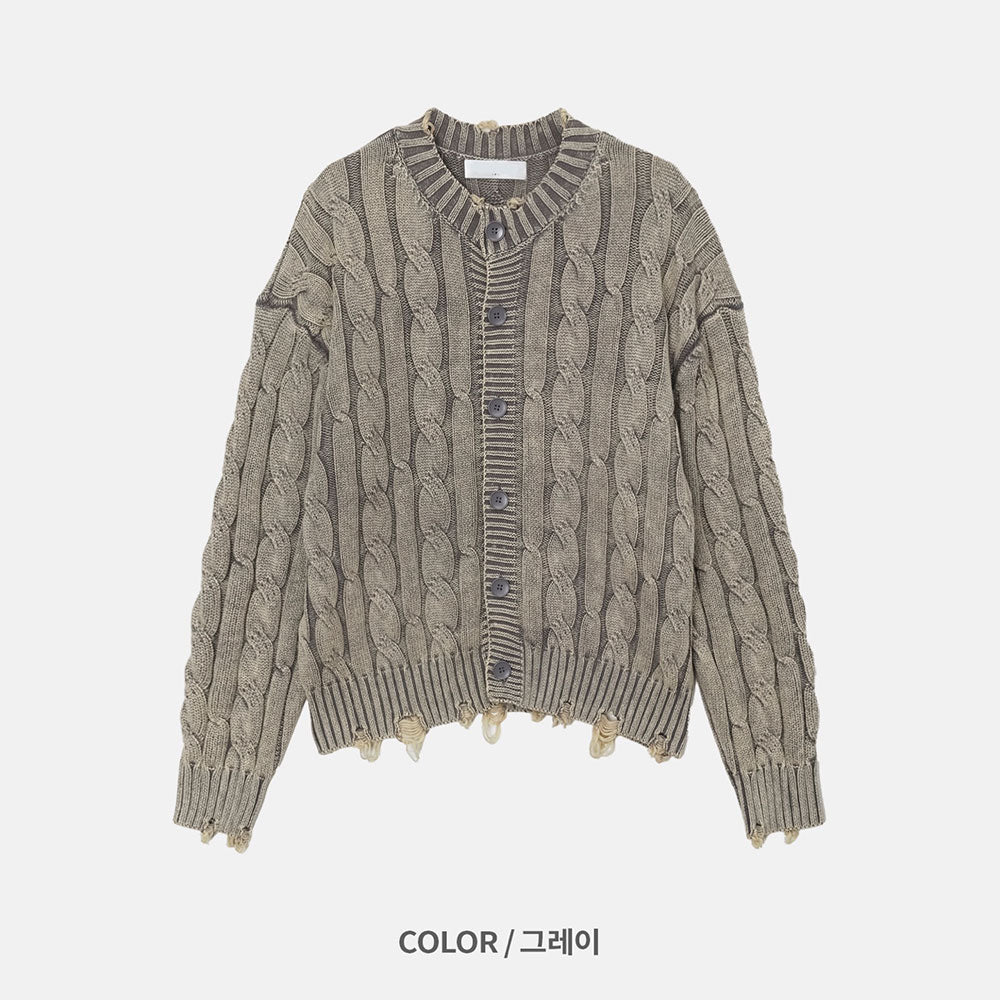 仿舊 提花 破壞 短版 針織外套 / 4色 - WHATEVER STUDIO