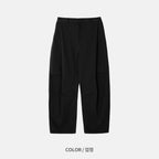 側摺 弧形剪裁 棉質 長褲 / 4色 - WHATEVER STUDIO