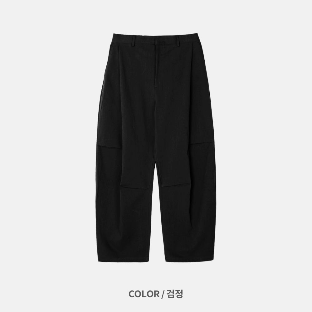 側摺 弧形剪裁 棉質 長褲 / 4色 - WHATEVER STUDIO