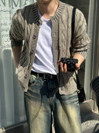 仿舊 提花 破壞 短版 針織外套 / 4色 - WHATEVER STUDIO