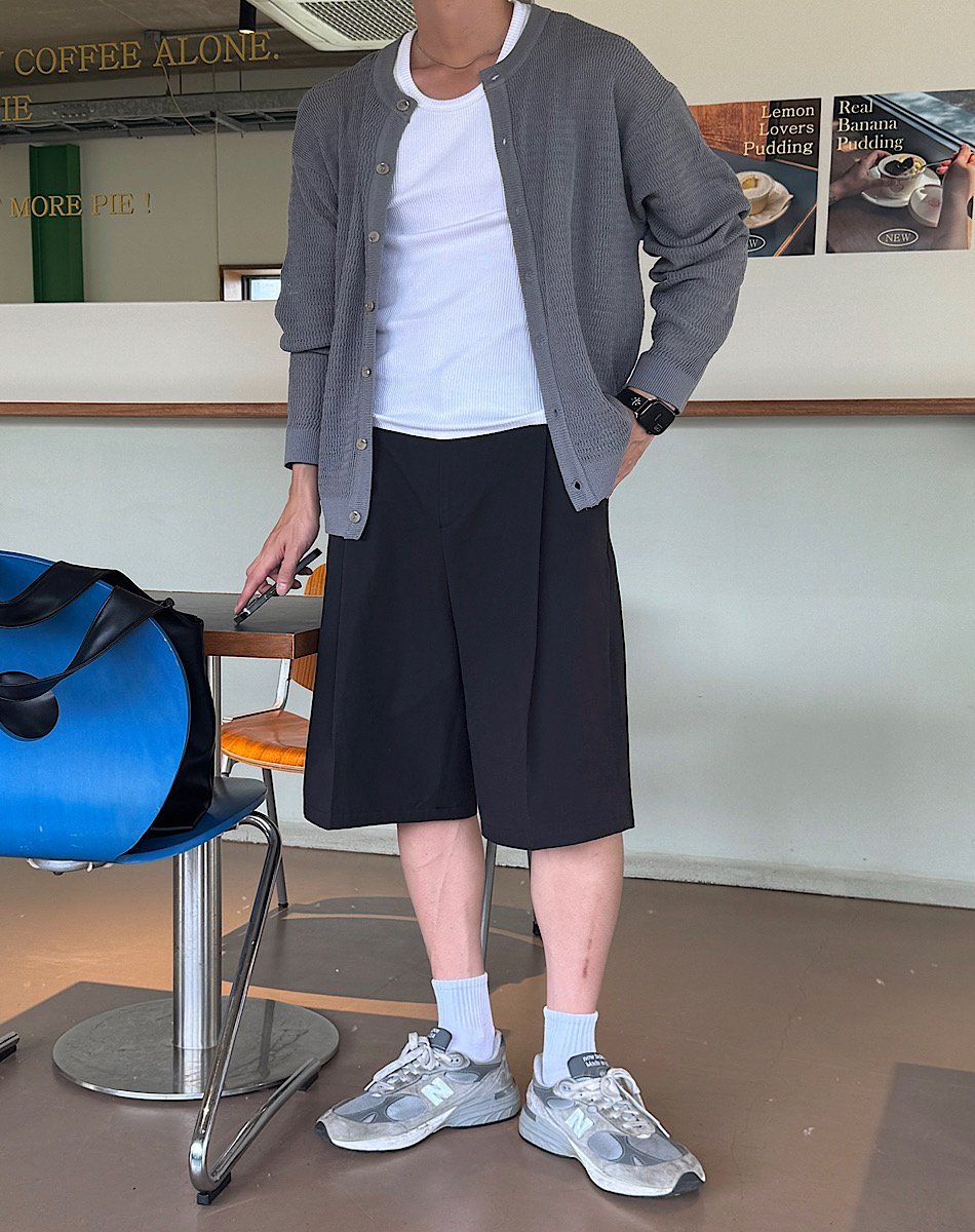 簡約 網眼 透氣 亨利領 開襟衫 / 4色 - WHATEVER STUDIO